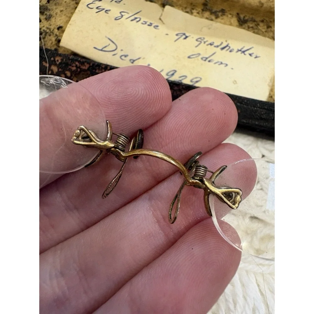 Antique No Frame Invisible Ladies Dainty Glasses Spectacles Case 12k Rolled Gold